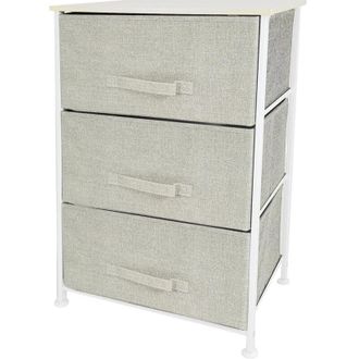 Trade Shop TrAdE Shop Traesio - Mobiletto Multiuso Con 3 Cassetti In Tessuto Beige Design Salvaspazio Casa H73x45x30cm