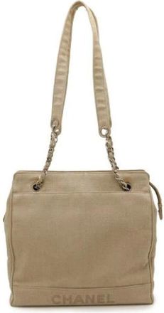 Chanel Pre-owned Tote Bags, female, Beige, Size: ONE SIZE Pre-owned Linen Shoulder Bag