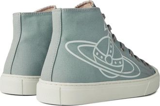 Vivienne Westwood Mens High-Top Sneaker Gray Canvas Rubber Sole