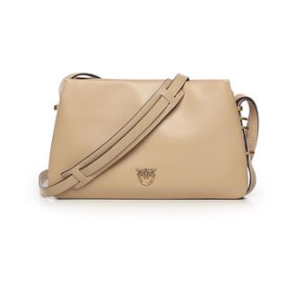 Pinko Cross Body Bags, female, Brown, Size: ONE SIZE Mini One, Two, Three Leather Crossbody Bag