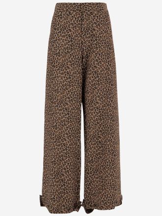 SA SU PHI Hose aus Baumwollmischung mit Animal-Print