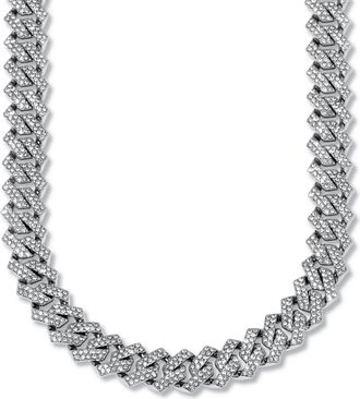 Palm Beach Jewelry Round Crystal Silvertone Link Necklace 24-inch