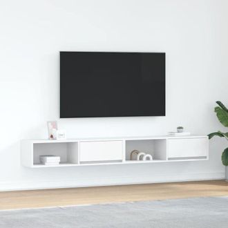 vidaXL vidaXL Mobili TV a Parete 2pz Bianchi 100x31x25,5 cm Legno Multistrato