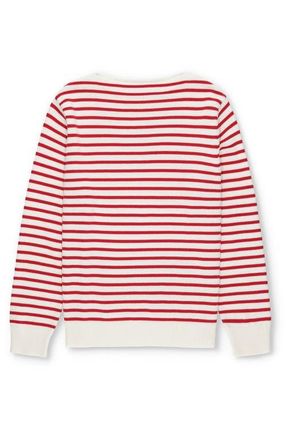 Fortela Noah1 Cotton Ribbed Sweater in White/red at Nordstrom, Size X-Large