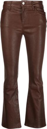 Frame Denim Bruin Leren Mini Boot Broek - Dames - Leren Broeken - Bruin - W28 - Leer - Broeken