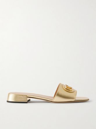 Valentino Garavani Mule In Pelle Metallizzata Vlogo - Oro