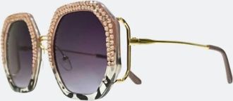Jimmy Crystal Womens Angeliki Geometry Sunglasses In Grey Black Tortoise