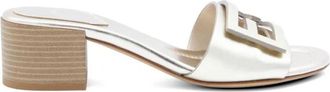 Fendi Silver Logo Heels