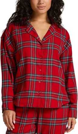 Hunkem&ouml;ller Flannel Pyjama Top in Red at Nordstrom, Size X-Large