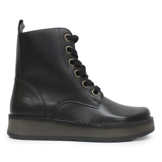 FLY London REIG201FLY Rug Leather Womens Ankle Boots - Black - Size:UK 5