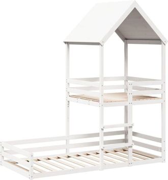vidaXL Vidaxl - Cama con techo madera maciza de pino blanco 90x200 cm