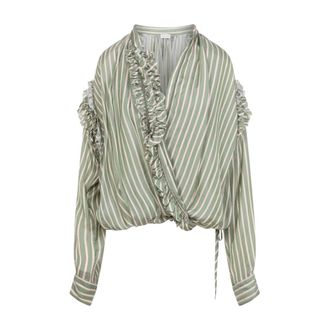 Dries Van Noten Blouses, female, Green, Size: M Shirt