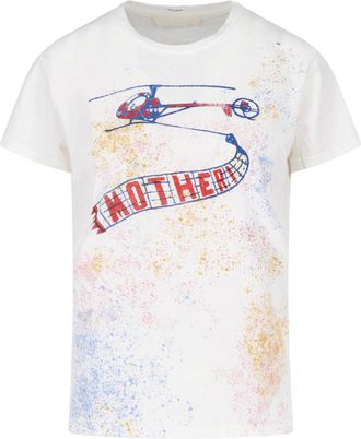 Mother Relaxed Fit Boxy T-Shirt with Multicolor Helicopter Print