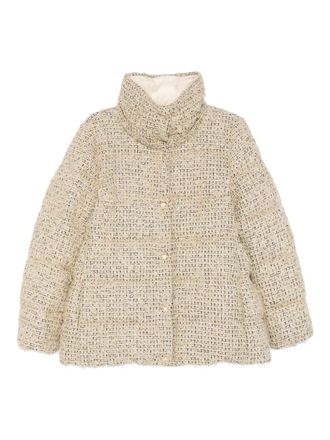 Moncler high-neck jacket - women - Cotton/Polyamide/Metallised Fibres/Polyester - 0 - Neutrals