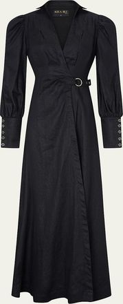 Aqua Blu Australia Celine French Linen Wrap Maxi Dress