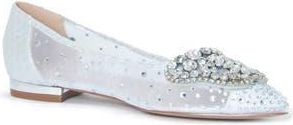 Lauren Lorraine Cool Embellished Pointed Toe Flat in Silver at Nordstrom Rack, Size 6.5