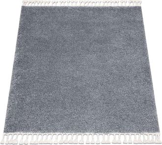RugsX Rugsx - Carpet berber square 9000 grey Fringe Berber Moroccan shaggy grey 160x160 cm
