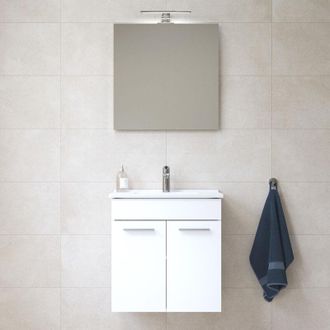 Vitra Mia Mobile 59x61x39,5 cm per bagno con specchio, lavabo e illuminazione a led, Bianco Lucido (MIASET60B) - Vitra