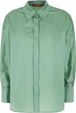 Max Mara Zijdenmix Blouse - Dames - Overhemden - Groen - S - Polyester - Overhemden