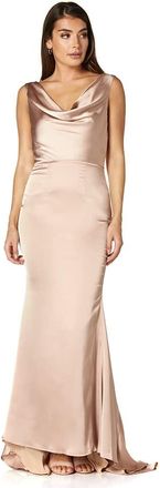 Jarlo Womens Electra Cowl Front Maxi Dress, Slinky Nude, UK 10.5