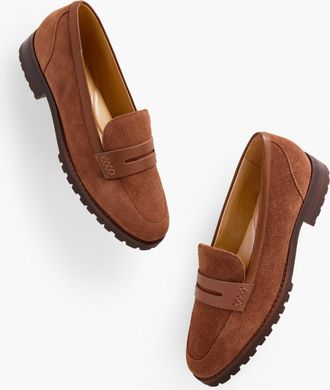 Talbots Cassidy Suede Penny Loafers - Cognac - 10 1/2 M Talbots