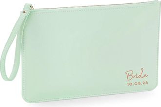 eBuy GB Personalised Mrs Clutch Bag for Bride to Be, New Married Name & Date, Bridal Clutch Bag, Bride Handbag, Wedding Day Bag, Honeymoon, Hen Party Gift (So