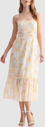 Lush Ruffle Midi Dress in Yellow Floral at Nordstrom Rack, Size X-Large