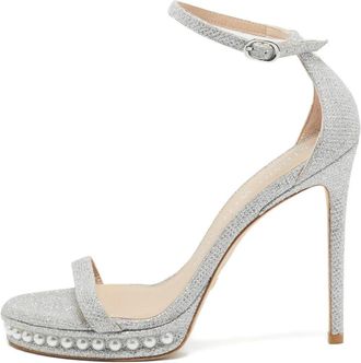 Stuart Weitzman Sandalen verfraaid met parels en glitter - Zilver