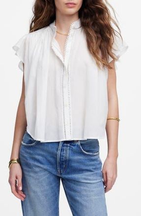 Madewell Circle Trim Flutter Sleeve Shirt in White at Nordstrom Rack, Size X-Small