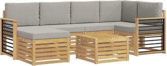 vidaXL Conjunto De Sof&aacute;s De Exterior 7 Uds. Blanco Y Gris Claro Vidaxl