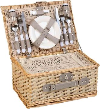 Wanderlust Deco Cesta de picnic marr&oacute;n 40x28x19