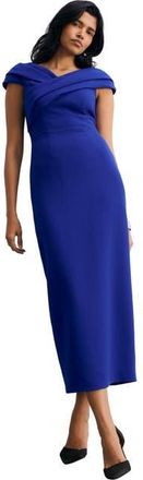 The Fold Bodycon Short Sleeve V-Neck Midi Dress in Blue at Nordstrom, Size 12