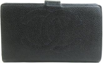 Chanel Black Grained Calfskin Wallet (Bi-Fold) (Pre-Owned)