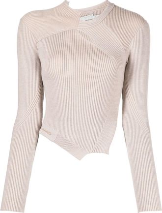 Feng Chen Wang cut-out detailing ribbed-knit jumper - women - Wool/Polyamide - M - Pink