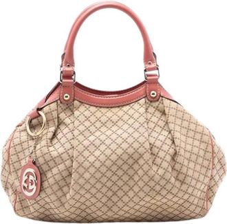 Gucci Pre-owned Handbags, female, Beige, Size: ONE SIZE Pre-owned Vintage Canvas Tote