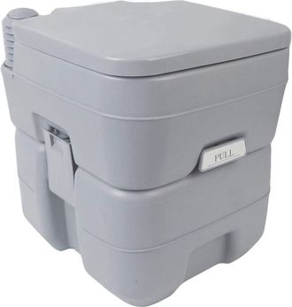 Costway Inodoro Port&aacute;til Con Tapa Para Camping Viaje M&oacute;vil Wc Exterior Con Extra&iacute;ble Tanque De Aguas Residuales 20 L Y Tanque De Agua Dulce 10 L