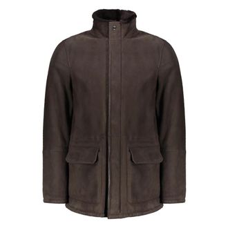 Moorer Shearling Bontjas met ritssluiting - Heren - Leren en Su&egrave;de Jassen - Bruin - M - Jassen