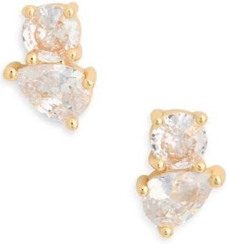 Nordstrom Rack Round & Pear Cubic Zirconia Stud Earrings in Clear- Gold at Nordstrom Rack