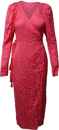 Rotate Bridget Long-Sleeved Midi Dress in Pink Viscose