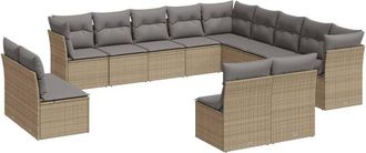 vidaXL Set Sof&aacute;s De Jard&iacute;n Con Cojines 13 Pzas Rat&aacute;n Sint&eacute;tico Beige Vidaxl