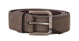 Dolce & Gabbana Mens Beige Deer Skin Silver Logo Buckle Belt - Multicolour - Size 90 cm