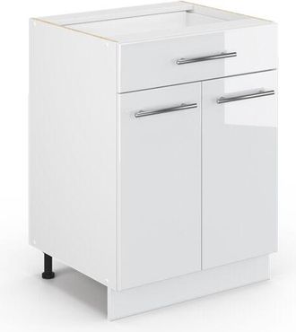 Vicco Armario De Ba&ntilde;o Fame-line, Blanco Alto Brillo, 60 X 81.6 Cm Con Caj&oacute;n, Sin Encimera Vicco