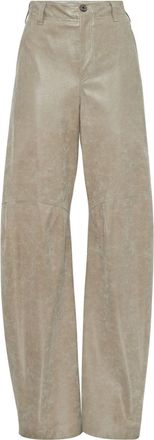 Brunello Cucinelli wet-effect leather trousers - women - Leather - 40 - Neutrals