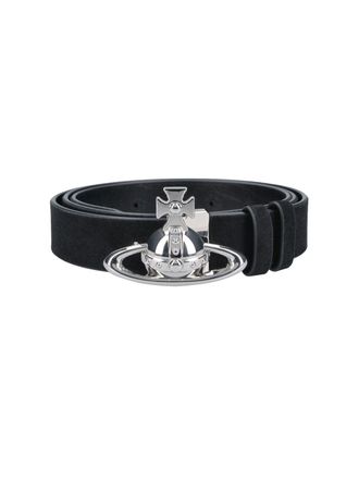 Vivienne Westwood Polished Finish Black Belt With Classic Buckle Closure
