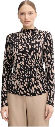 Joseph Ribkoff Top met hoge hals en dierenprint - Dames - Blouses - Veelkleurig - 3XL - Polyester - Overhemden