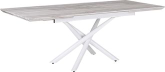 Beliani Beliani - Mesa De Comedor Efecto M&aacute;rmol Patas Blancas Mdf Extensible 160/200 X 90 Cm Dise&ntilde;o Glam Rectangular Moira
