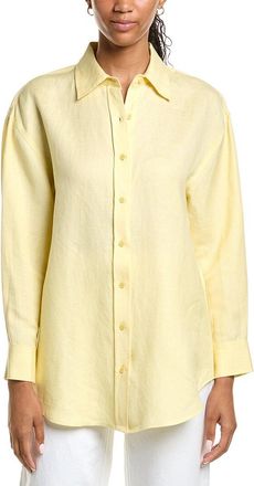 Kenneth Cole Drop Shoulder Linen-Blend Boyfriend Shirt