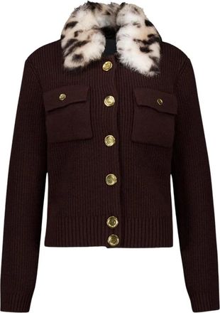 Givenchy Luxe Wol Kasjmier Vest met Bont - Dames - Vesten - Bruin - M - Wol - Truien & Vesten