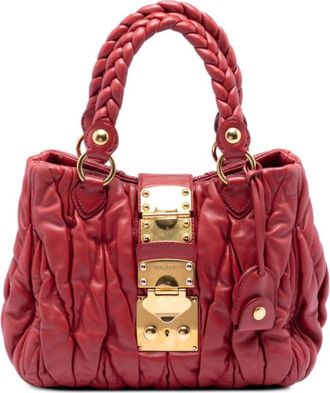 Miu Miu Pre-owned Miu Miu Matelasse Lux Lambskin Bauletto Aperto Satchel Ladies V1W8M098KJ0BJJ81