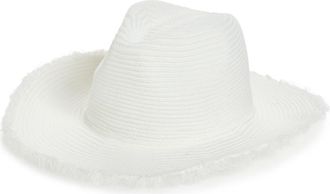 Melrose and Market Fringe Woven Cowboy Hat in White Blanc at Nordstrom Rack